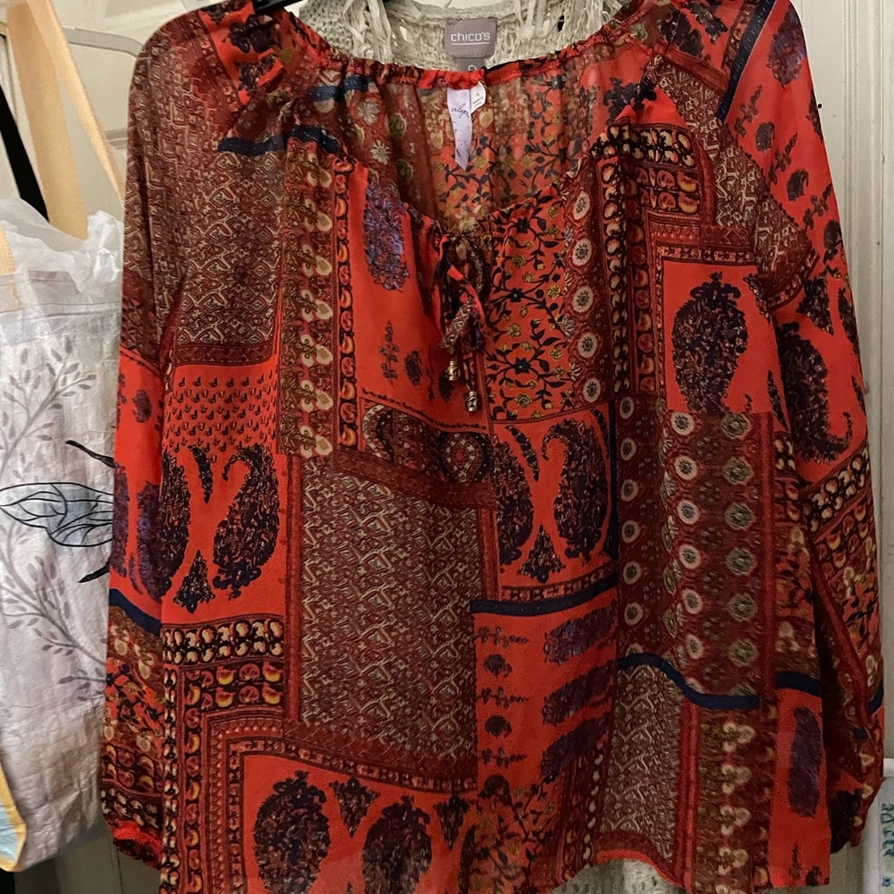 Alya printed peasant style, BoHo blouse